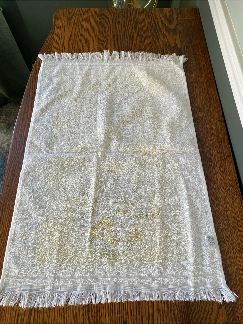Vintage MCM Mid Century Yellow White Floral Daisy Hand Towel
